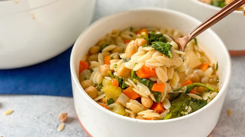 orzo soup in bowl 