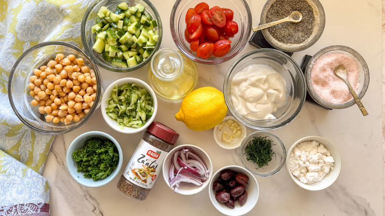 Chickpea salad with tzatziki dressing ingredients