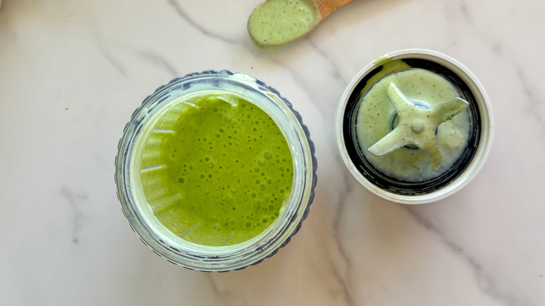 Green dressing in blender