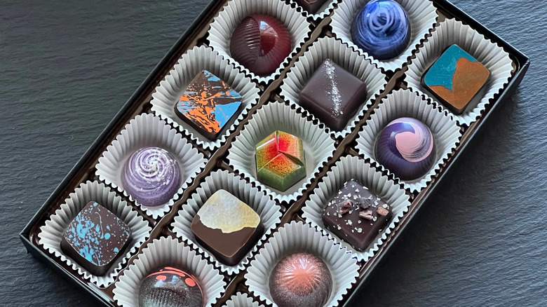 Box of artful chocolates