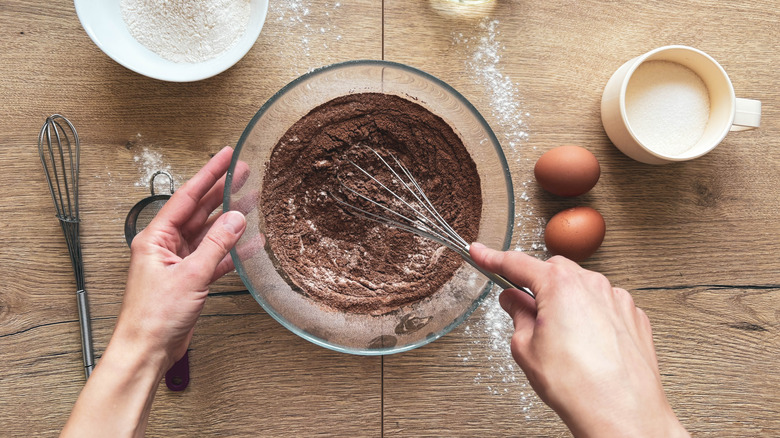 Foodie mixing chocolate cake mix