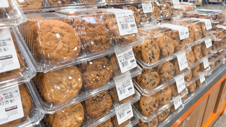 Costco cookies packaged on bakery shelves