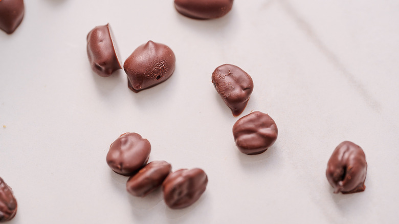 chocolate covered espresso beans on a table