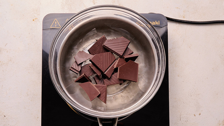 chocolate in a bowl over boiling water