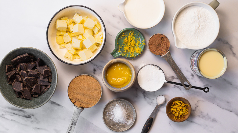 Ingredients for chocolate lemon bars