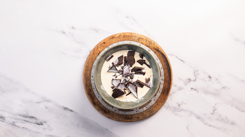 Chocolate and cream in bowl