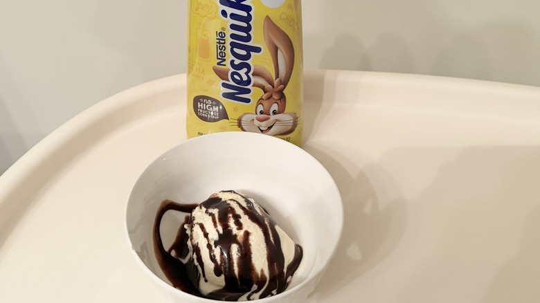 Nesquik syrup bottle ice cream