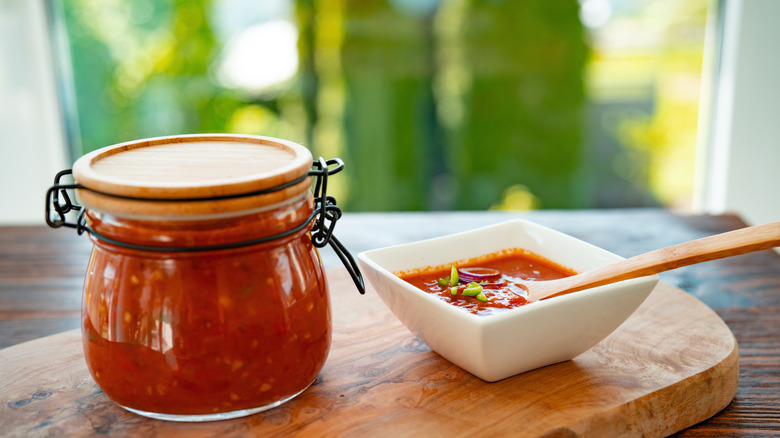 Salsa jar and bowl salsa