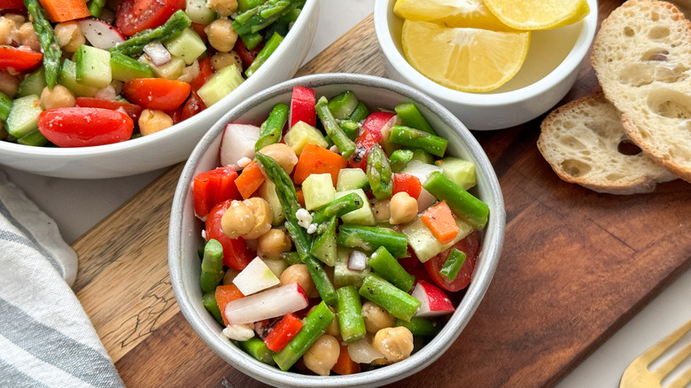 asparagus salad in small bowl