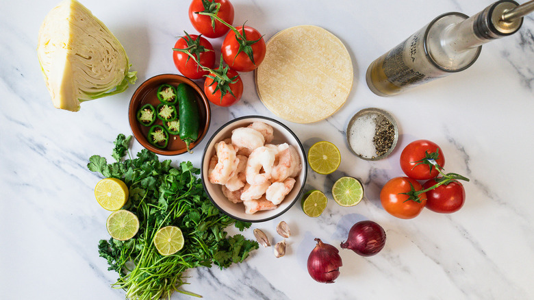Ingredients for cilantro lime shrimp tacos.