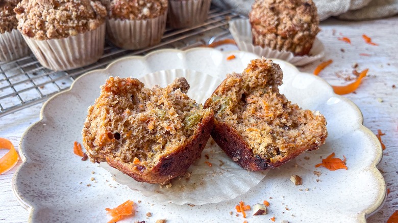 cinnamon carrot muffins served