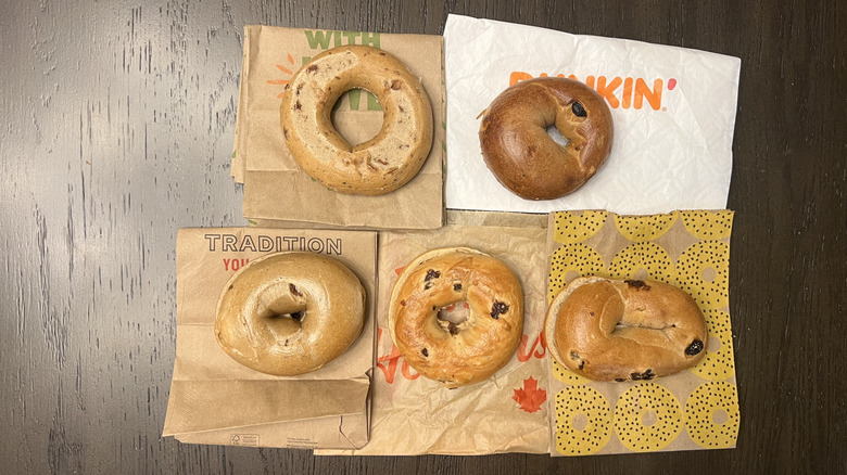 5 different cinnamon raisin bagels from popular chains.