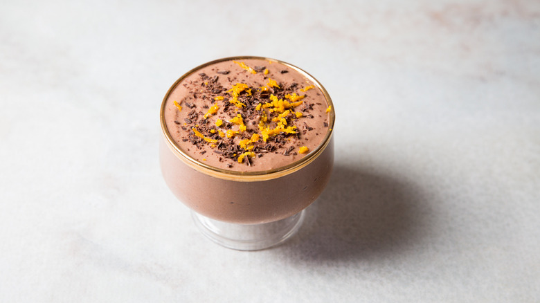 chocolate mousse on marble table