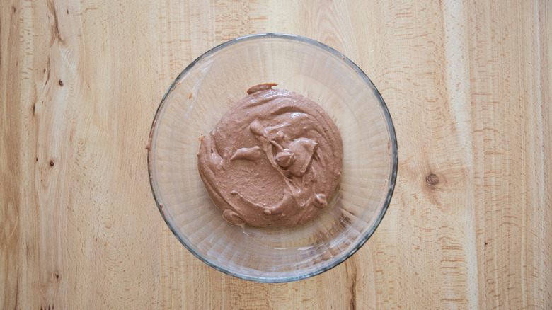 Chocolate mousse in mixing bowl