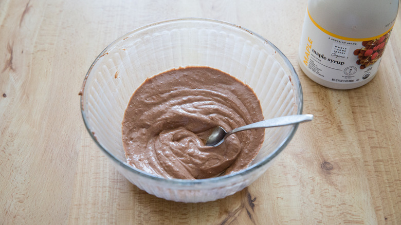 chocolate mousse in mixing bowl