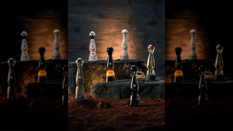 bottles of Clase Azul situated on a rocks display