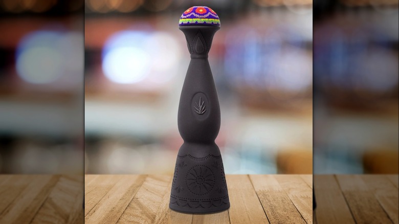 Bottle of Clase Azul Mezcal Durango on wooden table top