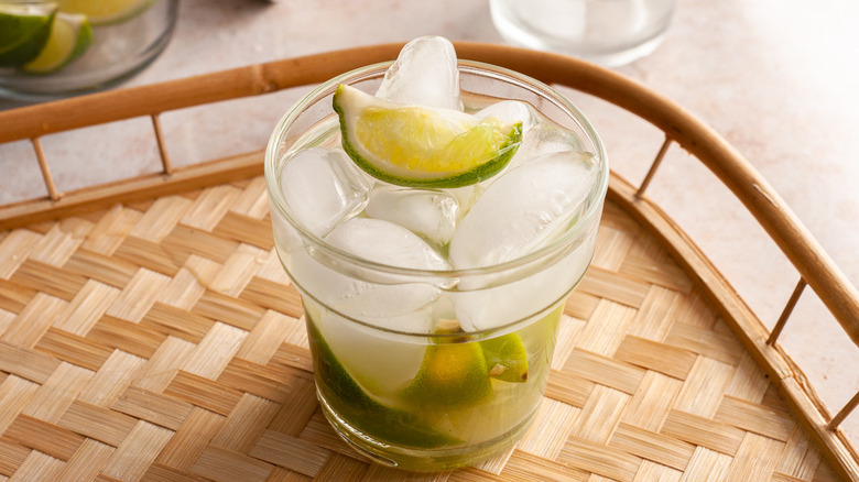cocktail with lime wedge