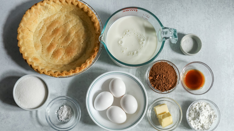 pie crust and assorted baking ingredients