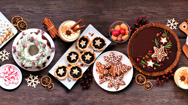 spread of christmas desserts