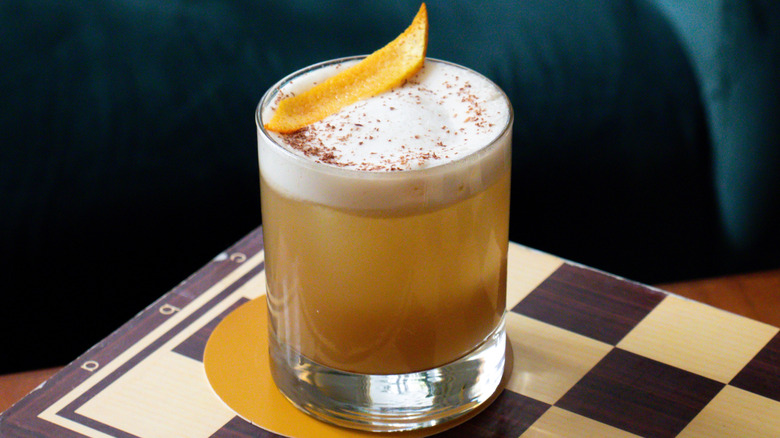 Whiskey sour on chess board