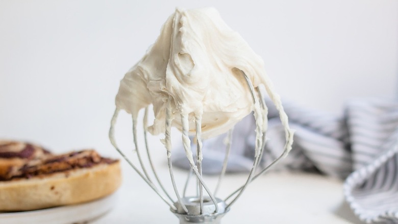 frosting on stand mixer whisk