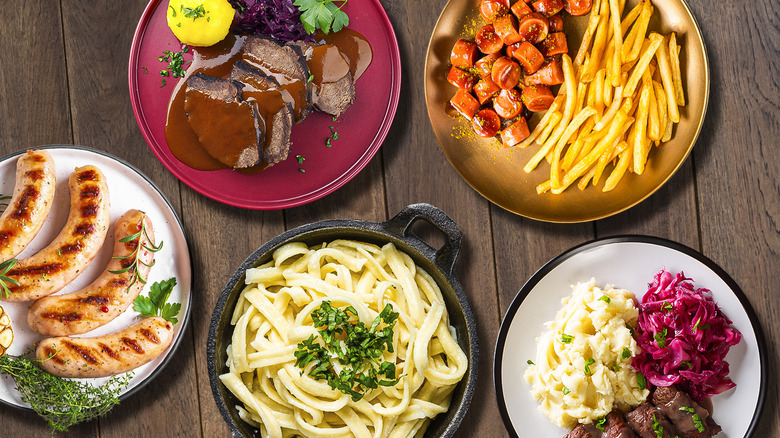 collage of German dishes on table
