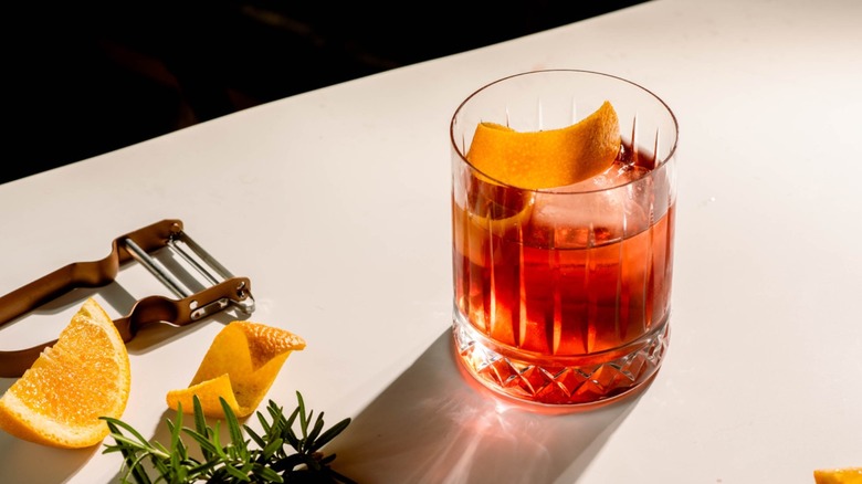 Classic Negroni Cocktail in glass 