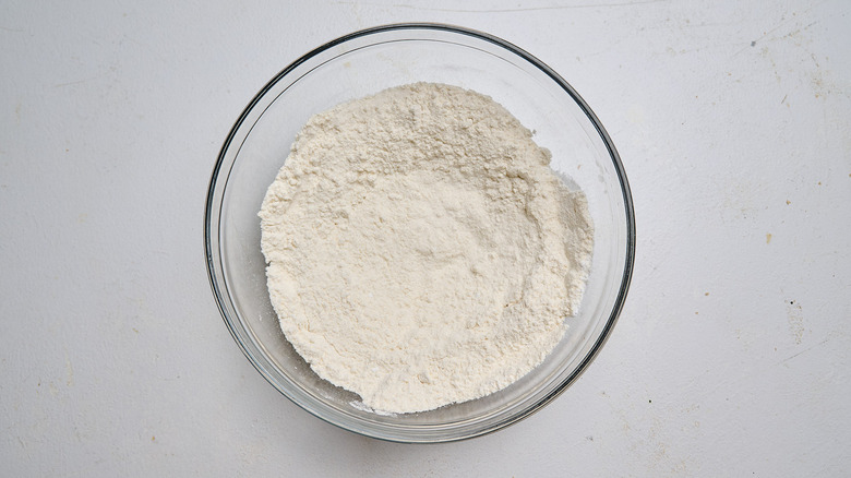 flour and sugar combined in a large bowl