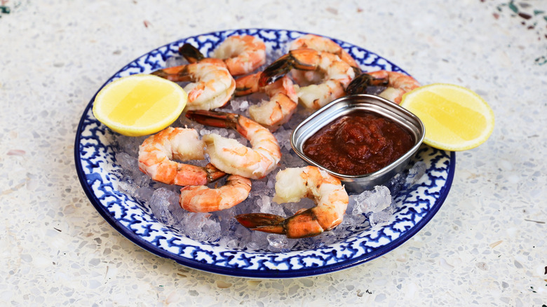 shrimp cocktail on plate