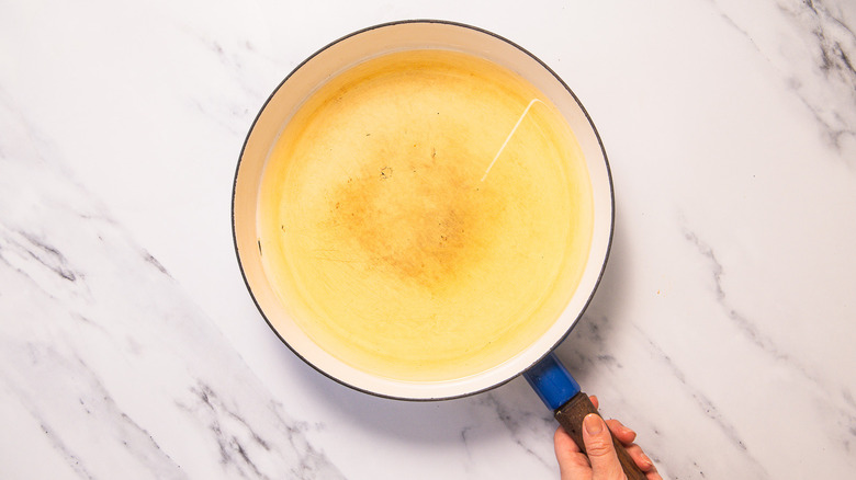 Hot oil in pan