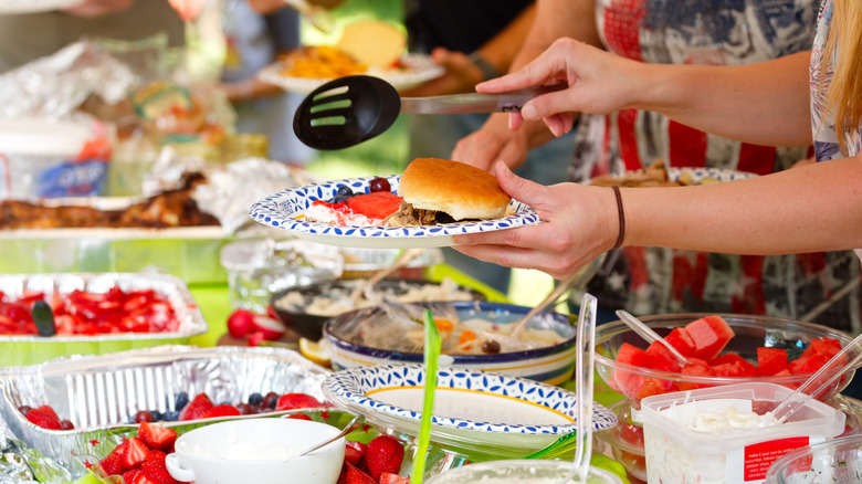 Sharing food at summer cookout