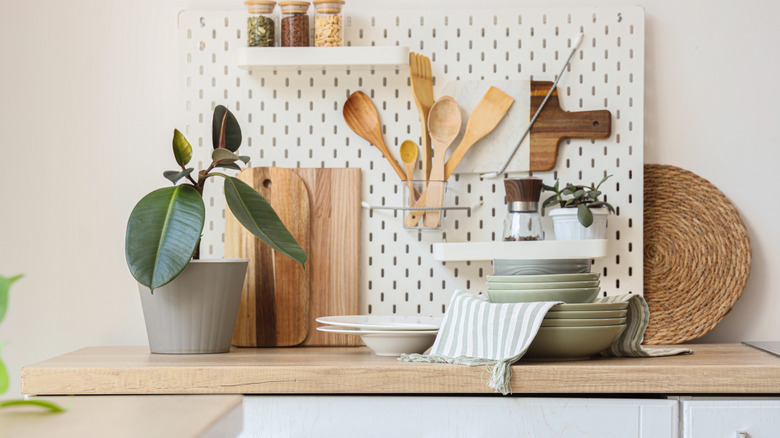 small kitchen with organized utensils