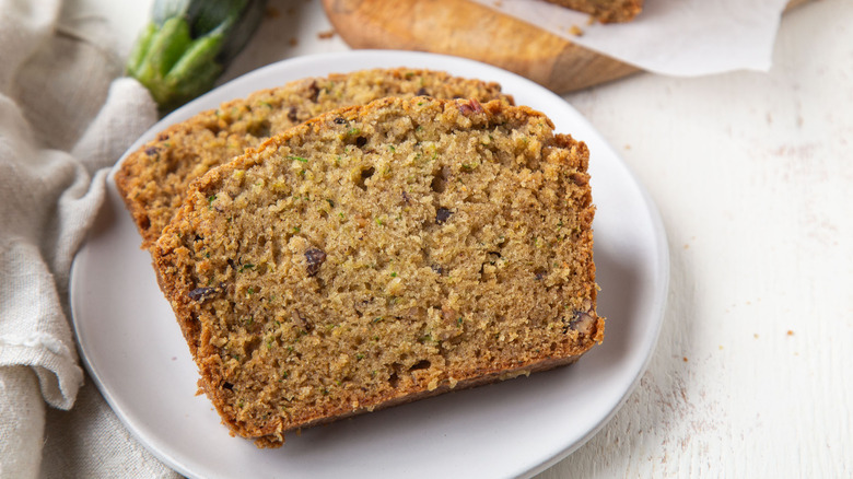 slices of zucchini bread on plate