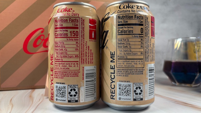 Nutrition facts of can of vanilla coke and diet vanilla coke
