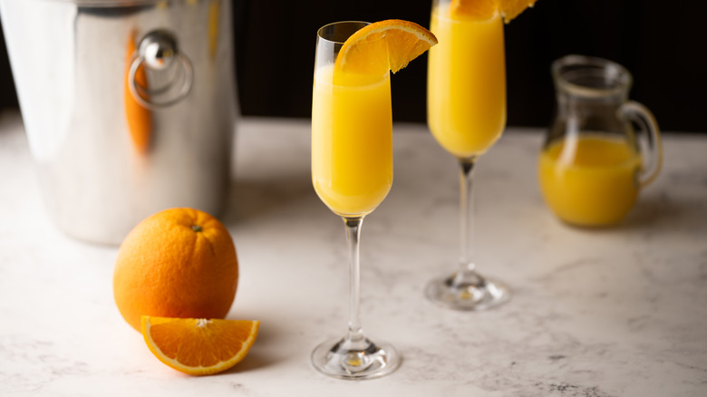 Mimosas and an orange