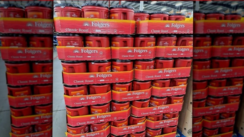 Tubs of Folgers coffee