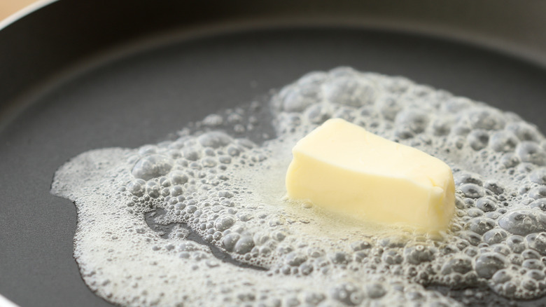 cold stick of butter in a skillet