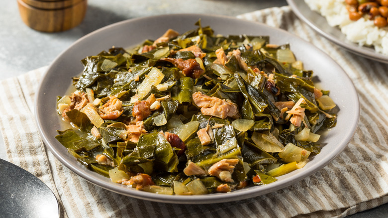 Collard greens on plate