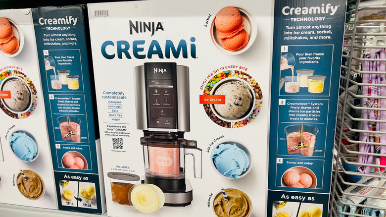 Ninja CREAMi boxes on store shelf with image of product on front