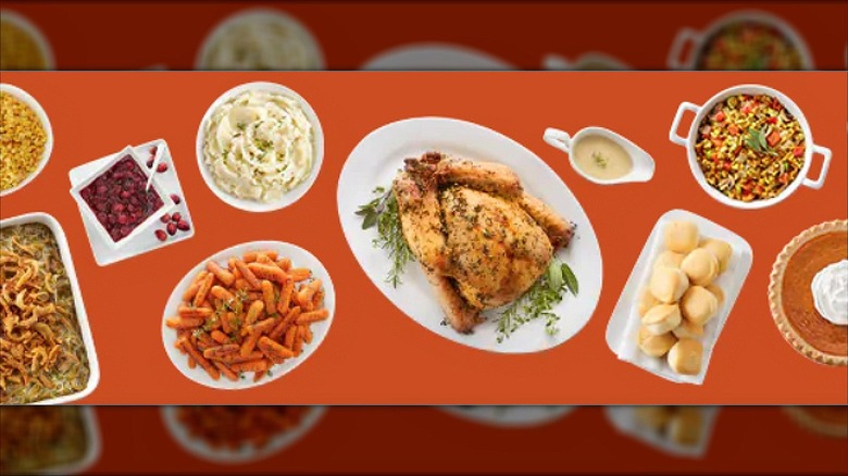 A Thanksgiving spread from Kroger with a turkey