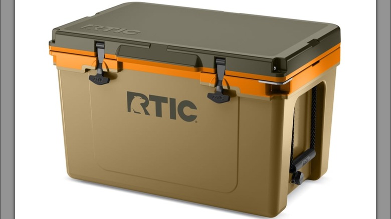 A khaki-colored RTIC Outdoor 52-Quart Ultra Light Cooler