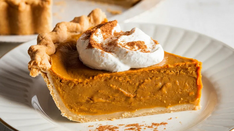 pumpkin pie with golden crust