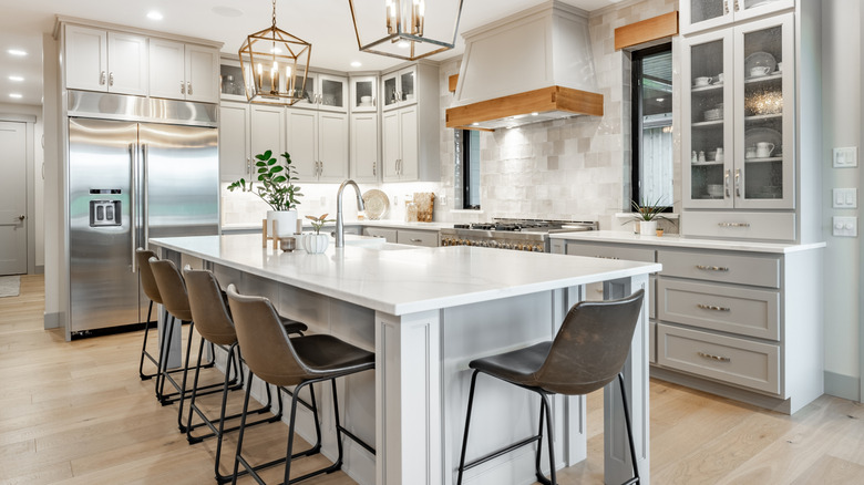 quartz countertops in white kitchen