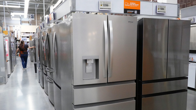 Refrigerators on display in a Home Depot in May 2026