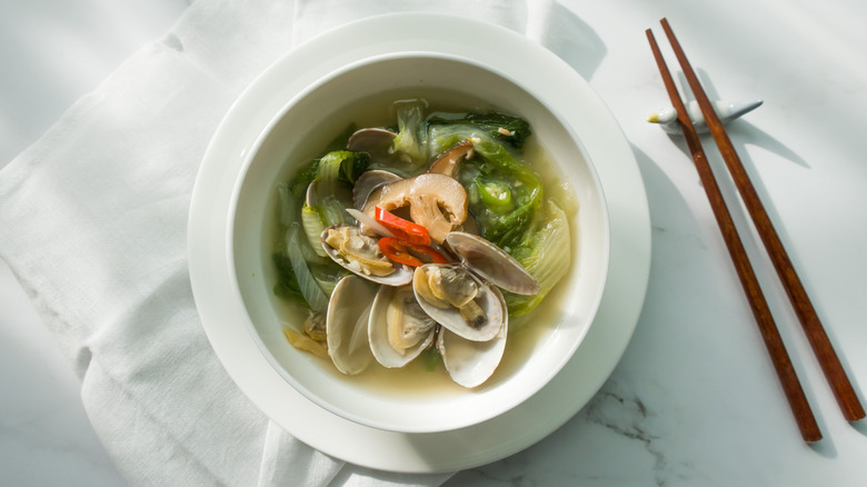 Clam miso soup with parsley
