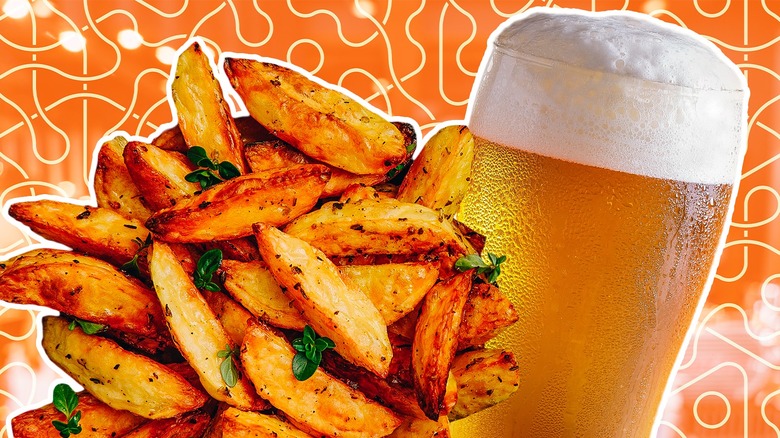 Beer and potato wedges together