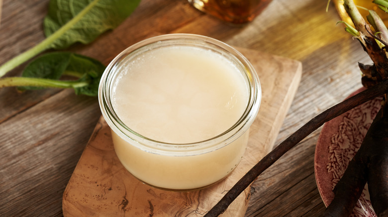 A jar of solidified fat
