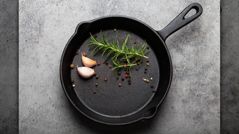 Cast iron pan cooking ingredients