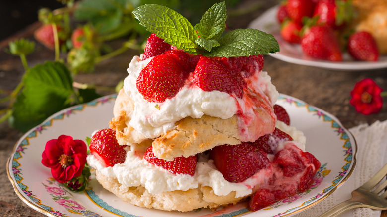slice of strawberry shortcake with cool whip